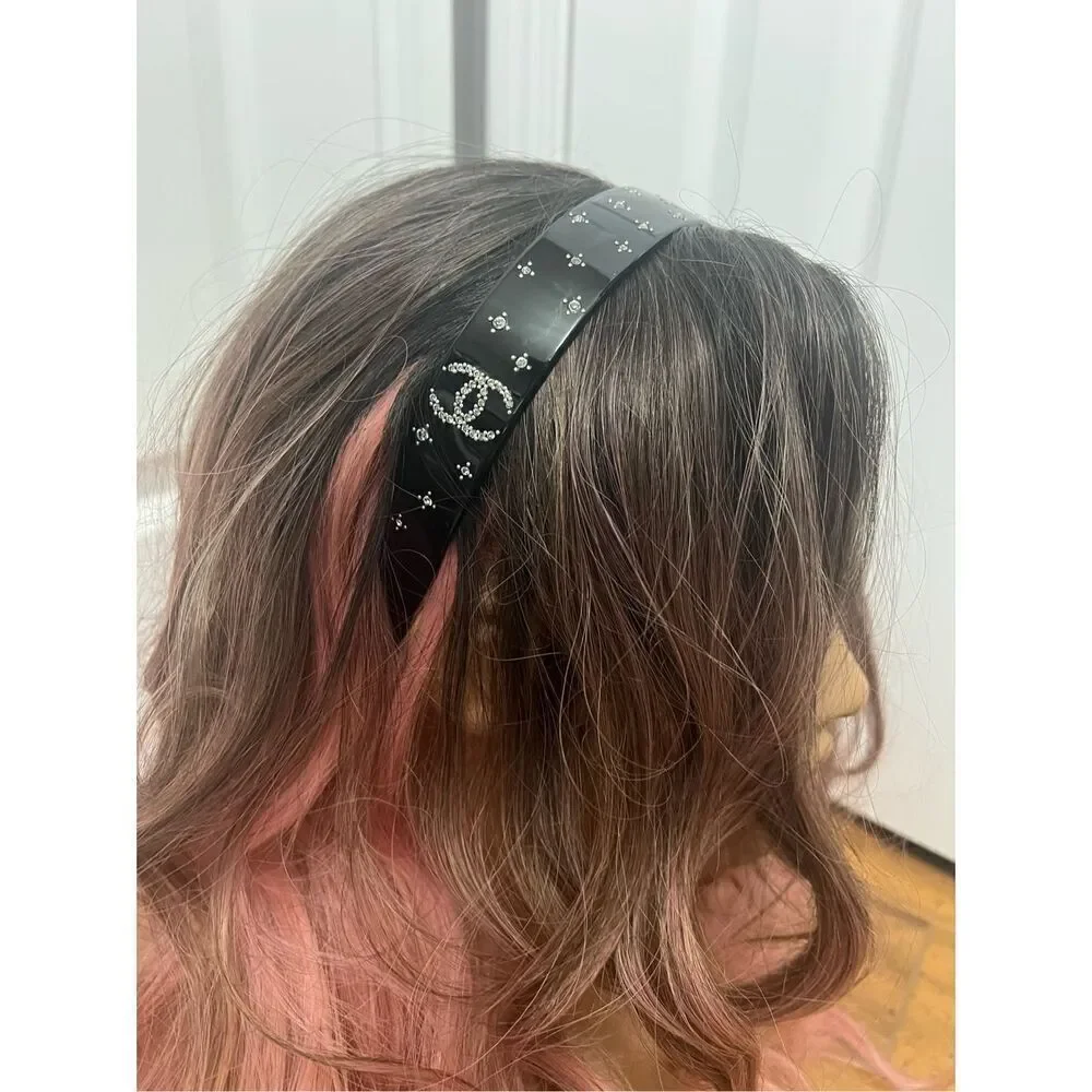 Chanel rhinestone cc headband hair accessory